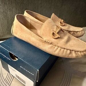 Cole Haan beige suede driving loafers